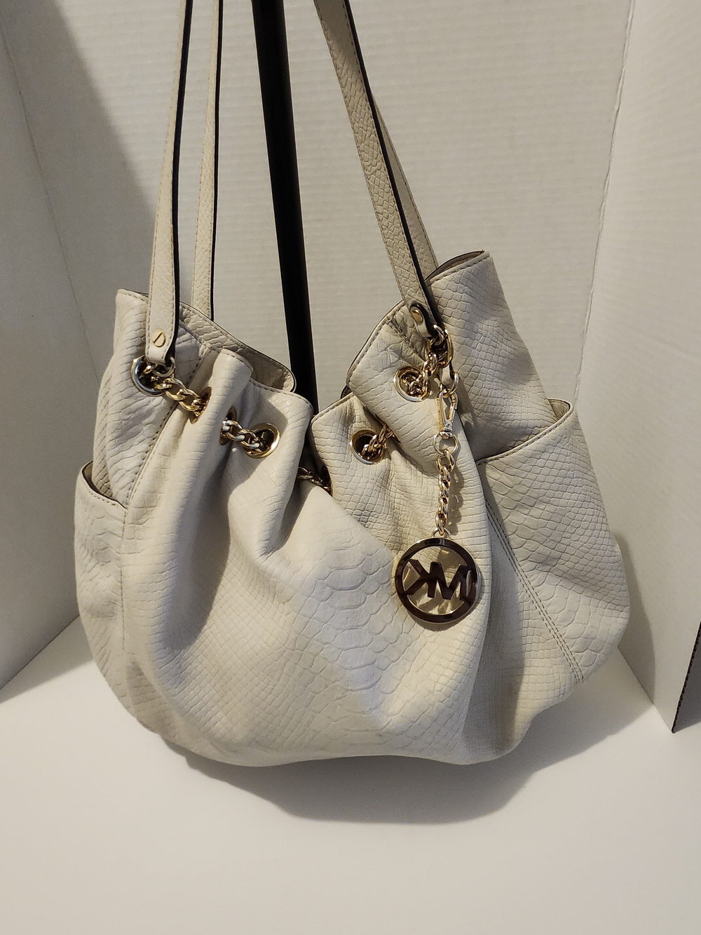 Michael Kors White Drawstring Shoulder Bag